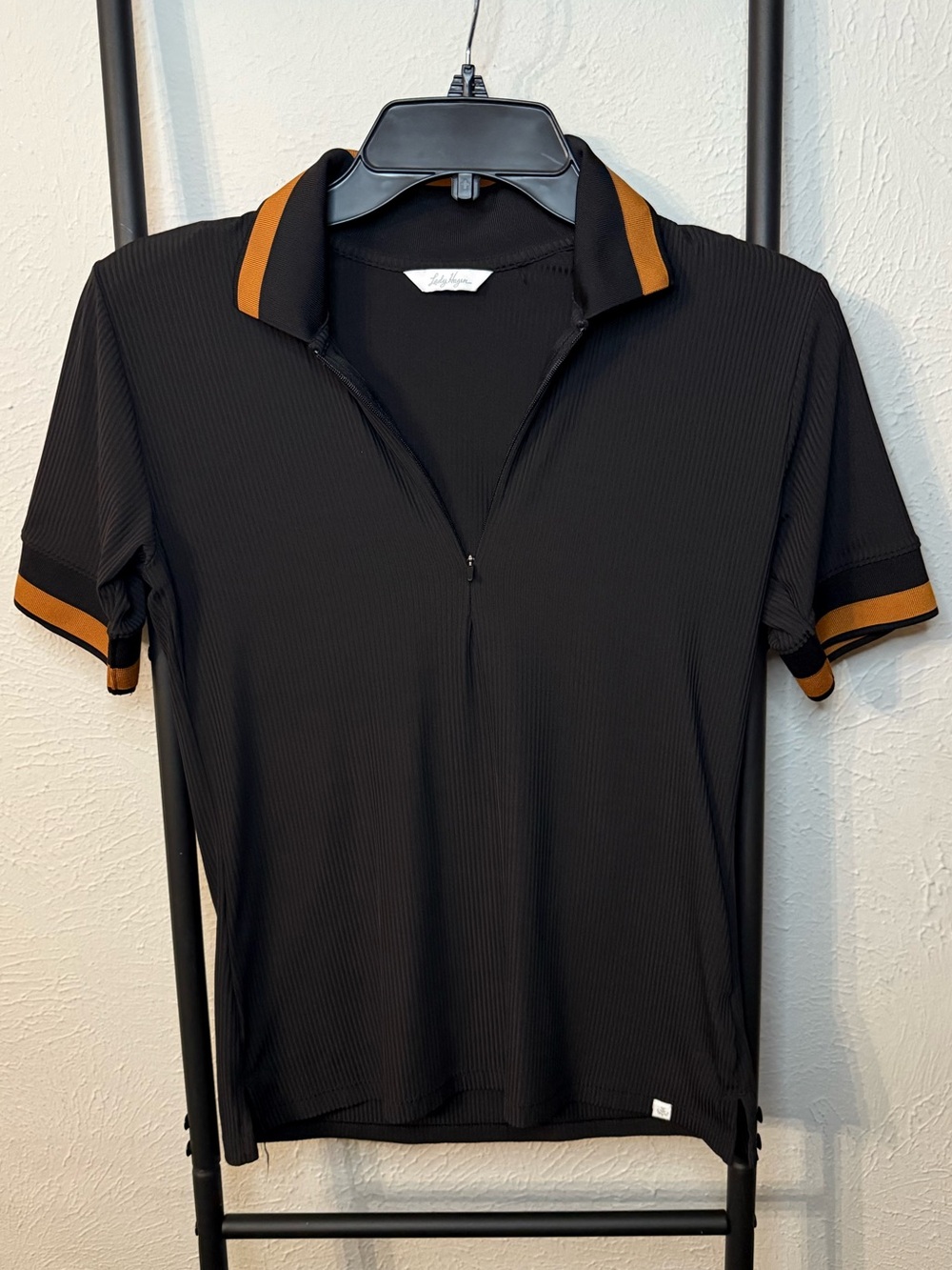 Lady Hagen Women's Golf Rib Half Sleeve Polo Black Orange Size XS